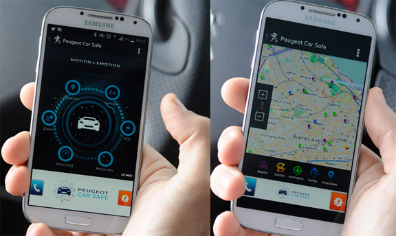 peugeot car safe smatphone
