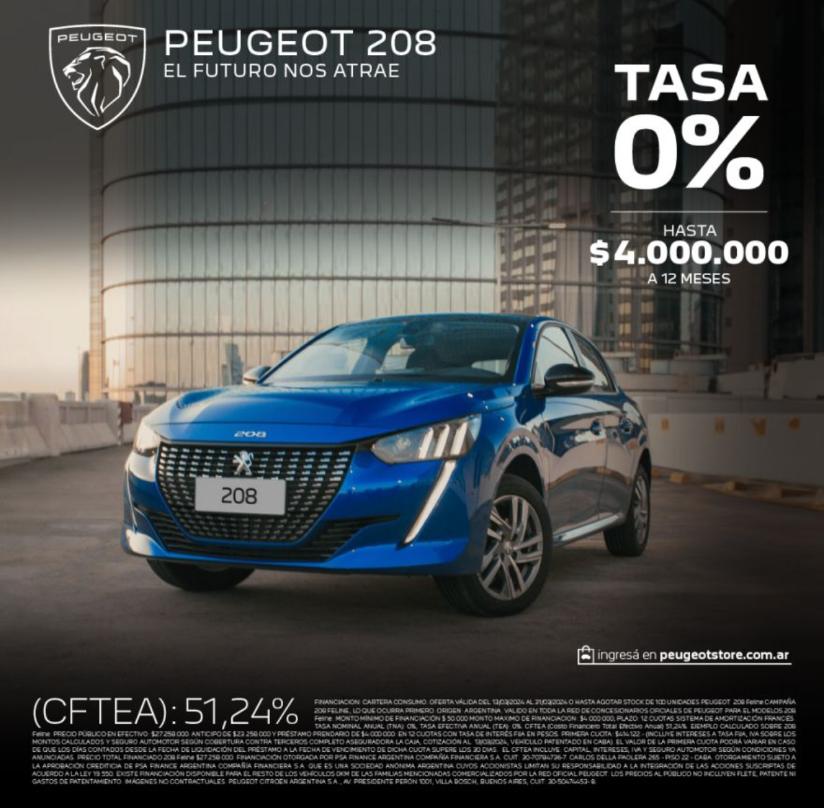 208 financiación tasa 0